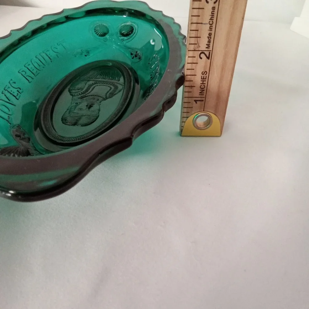 Teal Green Glass Loves Request Is Pickles Oval Scalloped Sawtooth Dish 9.25in